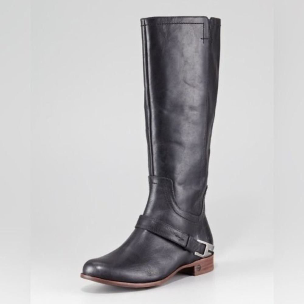 UGG Black Leather Over-the-Knee Riding Boots